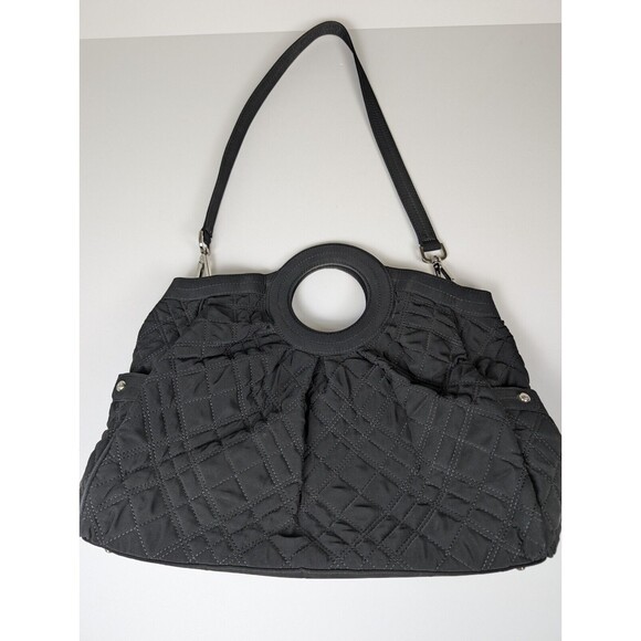 Vera Bradley Handbags - Vera Bradley Black Quilted Shoulder Tote Hand Bag Single Strap Circle Handle